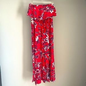 Strapless floral summer dress